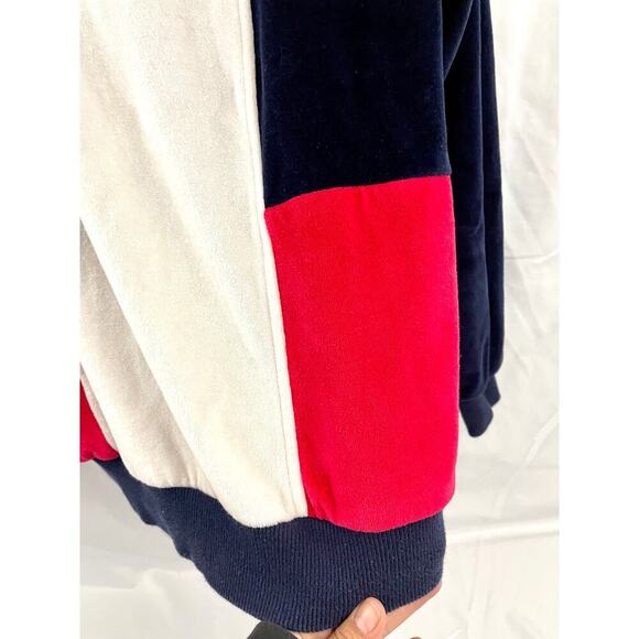 VTG Aileen Medium Blue Red White Top Blouse Classic USA Colorblock - Picture 7 of 10